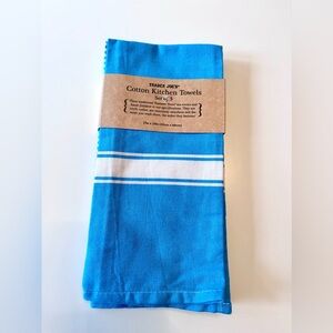Trader Joe's Blue Cotton Kitchen Towels Set of 3, Fouta - Product of Tunisia